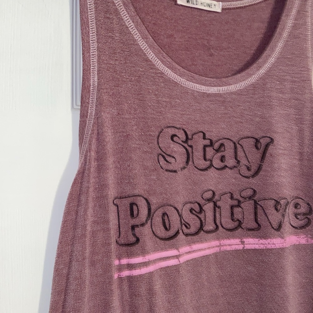 ❌DONATED❌Plum Purple Stay Positive Graphic Tank Top - Picture 8 of 8